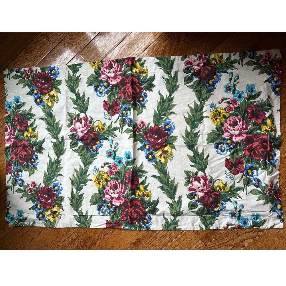 Vintage Carleton Varney pillow Sham case floral Pink king rare reversible cotton